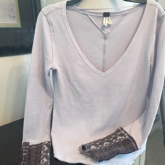 Free People Tops - NWOT FREE PEOPLE LAVENDER THERMAL W/CROCHET CUFF